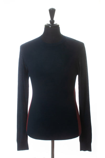 Pal Zileri Lab Navy Blue Silk Cotton Crew Sweater