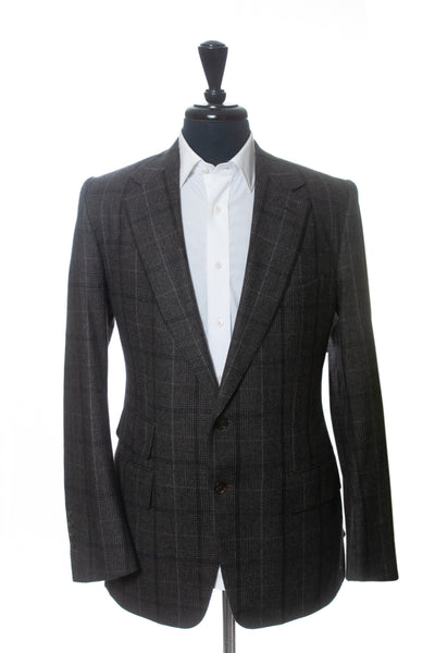 Tom Ford Dark Grey Check Cashmere Blend Basic Base A Blazer