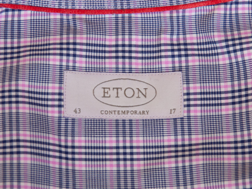 Eton Pink and Black Check Contemporary Fit Shirt
