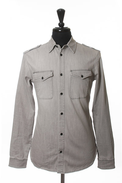 AllSaints Grey Denim Monte LS Shirt