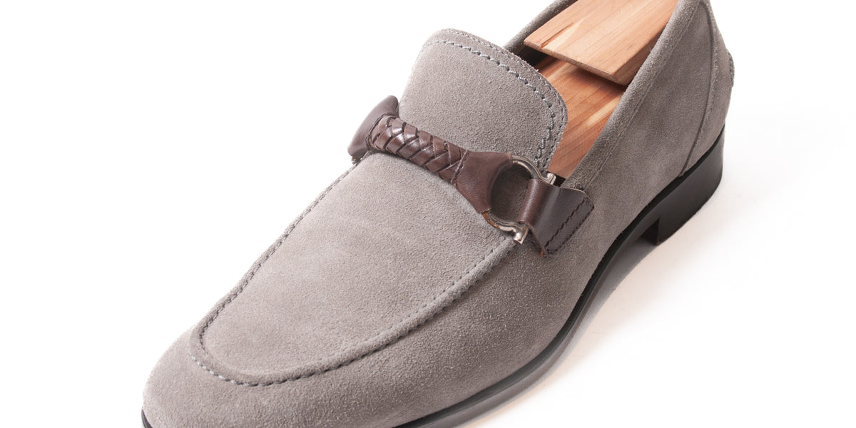 Salvatore Ferragamo Gray Suede Bit Loafers Salvatore Ferragamo Suede Gancini Horse Bit Driving Loafers  main image 3