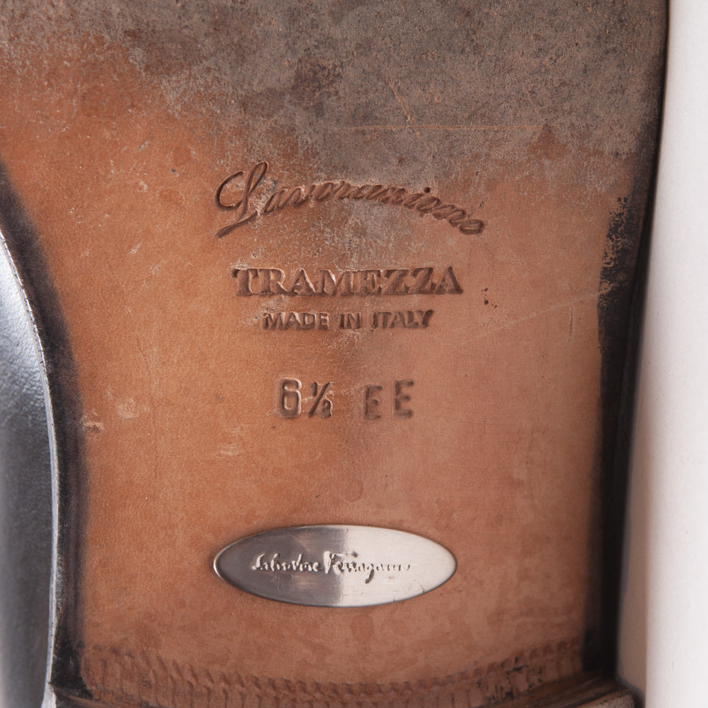 Salvatore Ferragamo Tramezza Black Penny Loafers