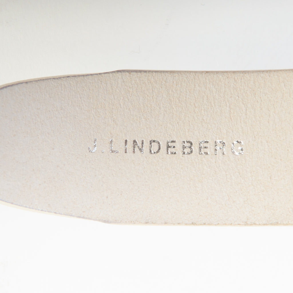 J.Lindeberg White Logo Leather Belt