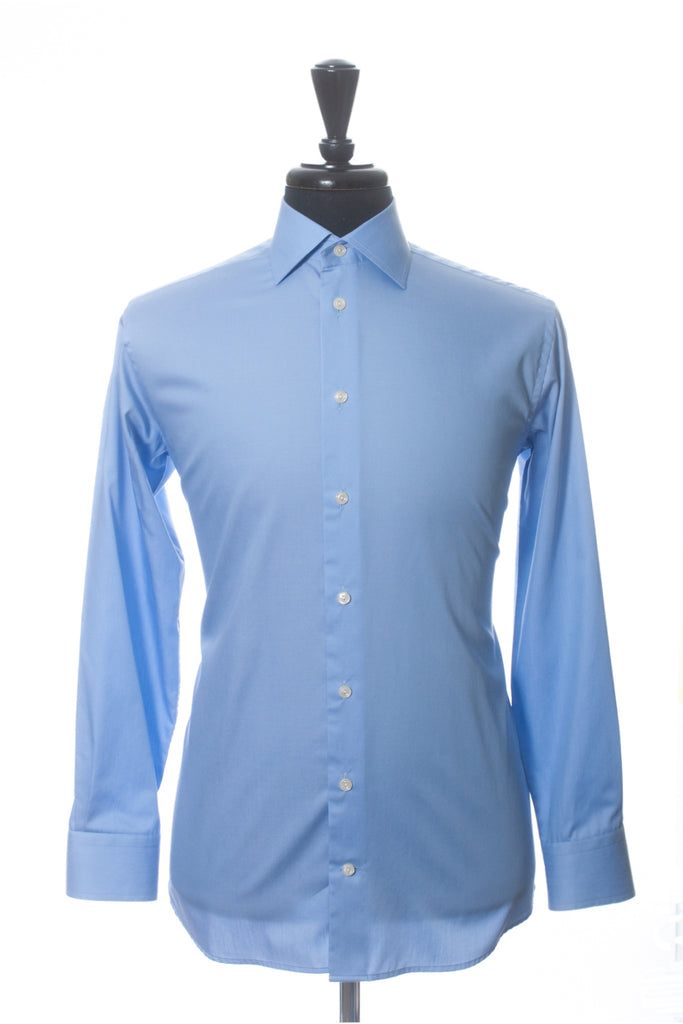 Eton Medium Blue Slim Fit Satin Twill Shirt