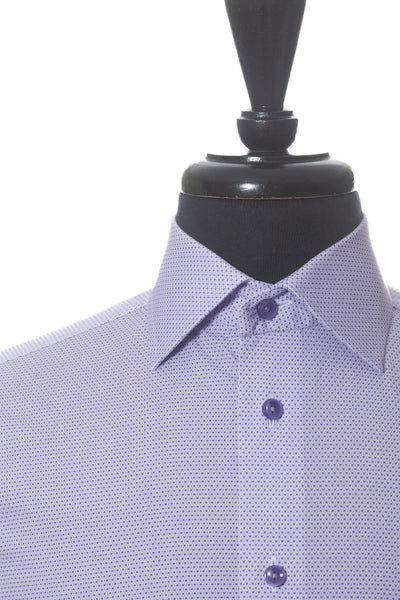 Eton Purple Geometric Print Slim Fit Poplin Shirt