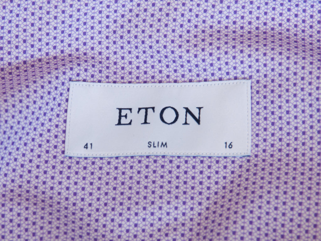 Eton Purple Geometric Print Slim Fit Poplin Shirt