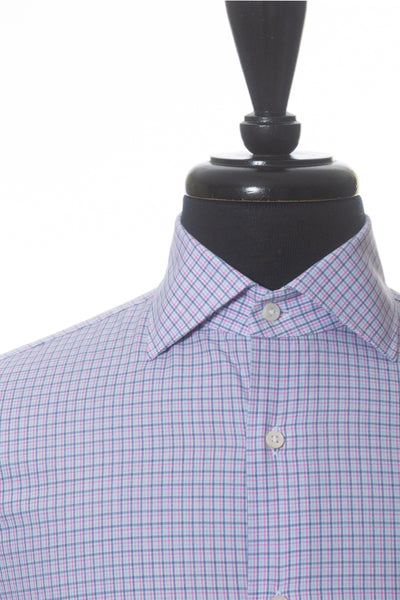 Canali 1934 Pink and Blue Check Dress Shirt