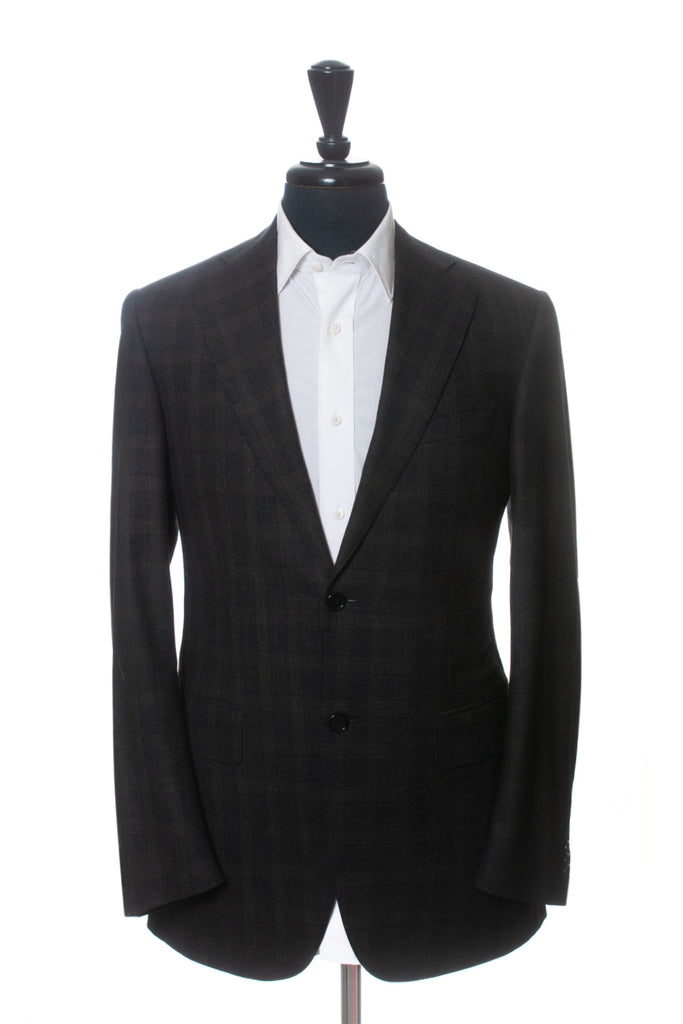 Canali Brown Check Stretch Wool Suit