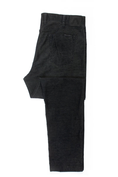 Alberto Charcoal Grey Stone Modern Fit Bicolour Corduroy Pants