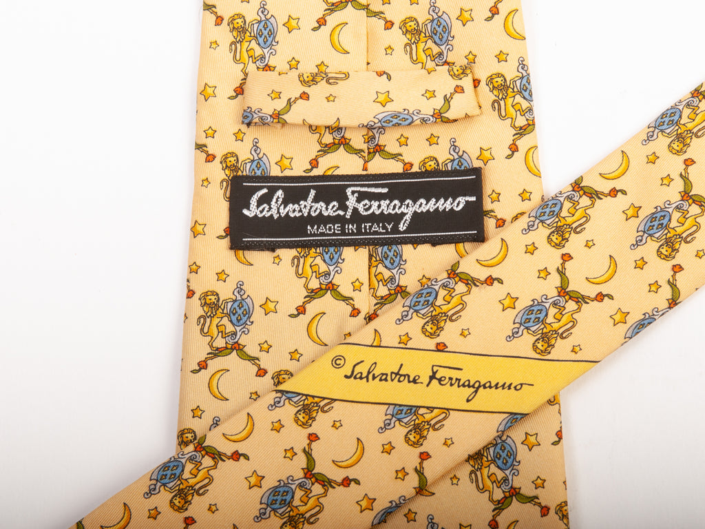 Salvatore Ferragamo Pale Yellow Print Tie