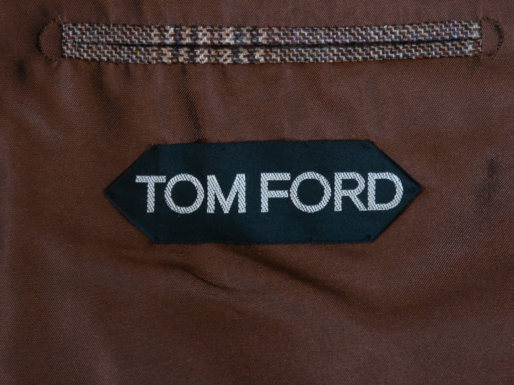 Tom Ford Brown Check Silk Blend Fit S Blazer