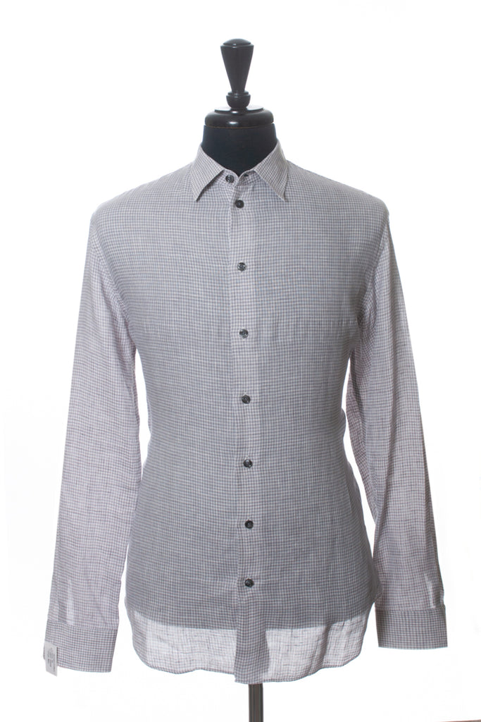 Armani Collezioni Grey Check Linen Shirt