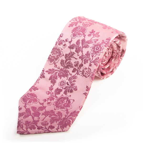 Hugo Boss Pink Floral Silk Tie