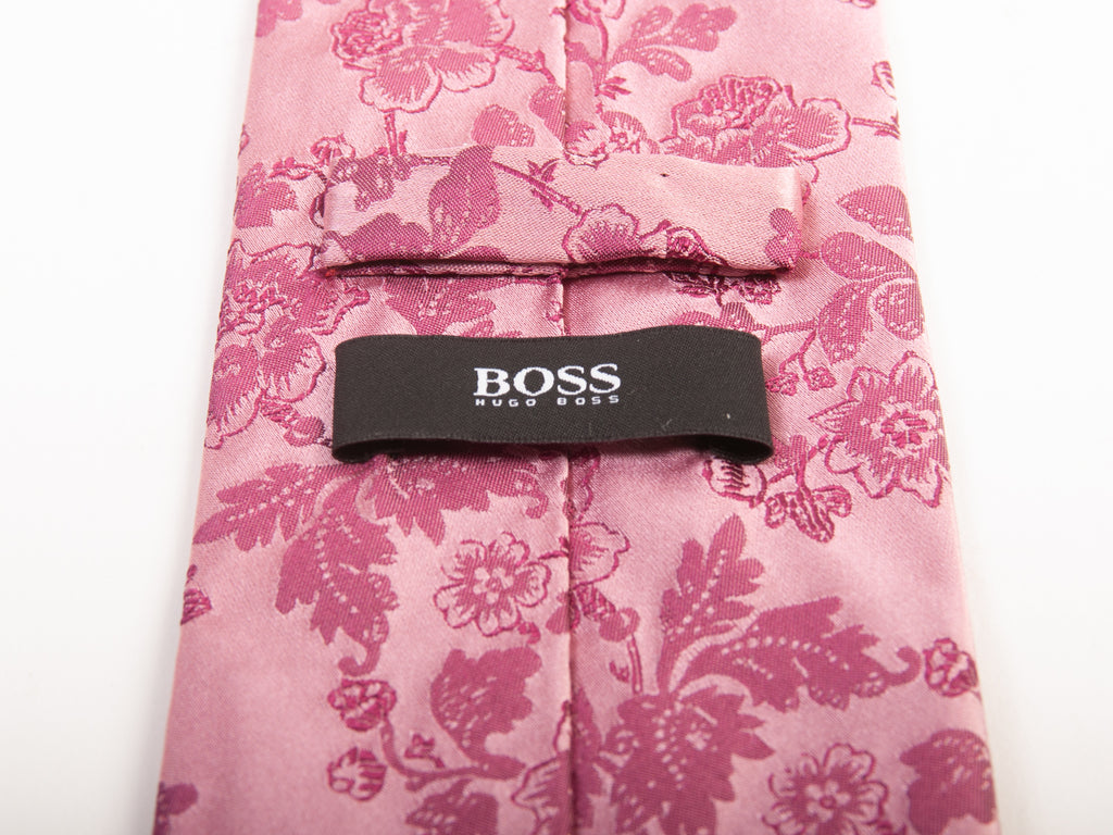 Hugo Boss Pink Floral Silk Tie