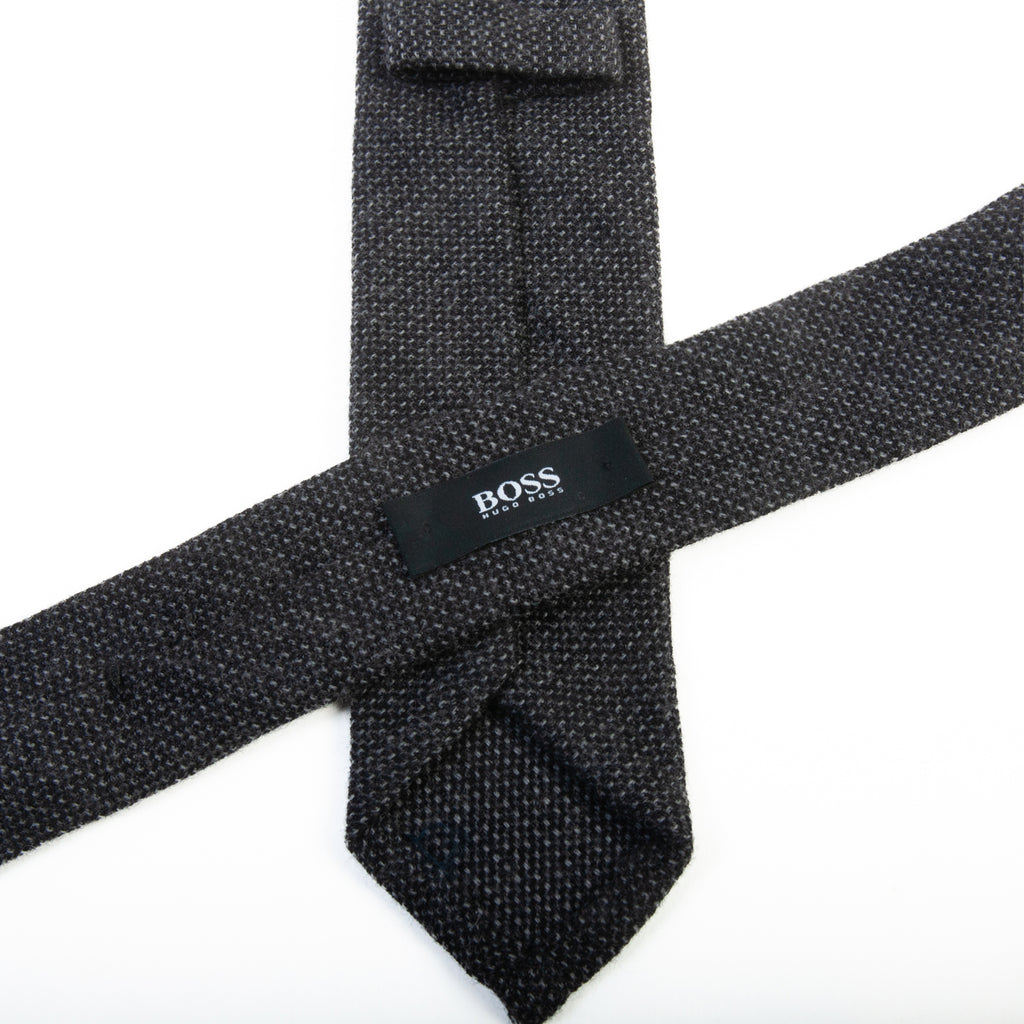 Hugo Boss Grey Brushed Wool Unlined Skinny Tie