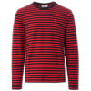 AMI Red on Black Striped Knit Cotton Sweater