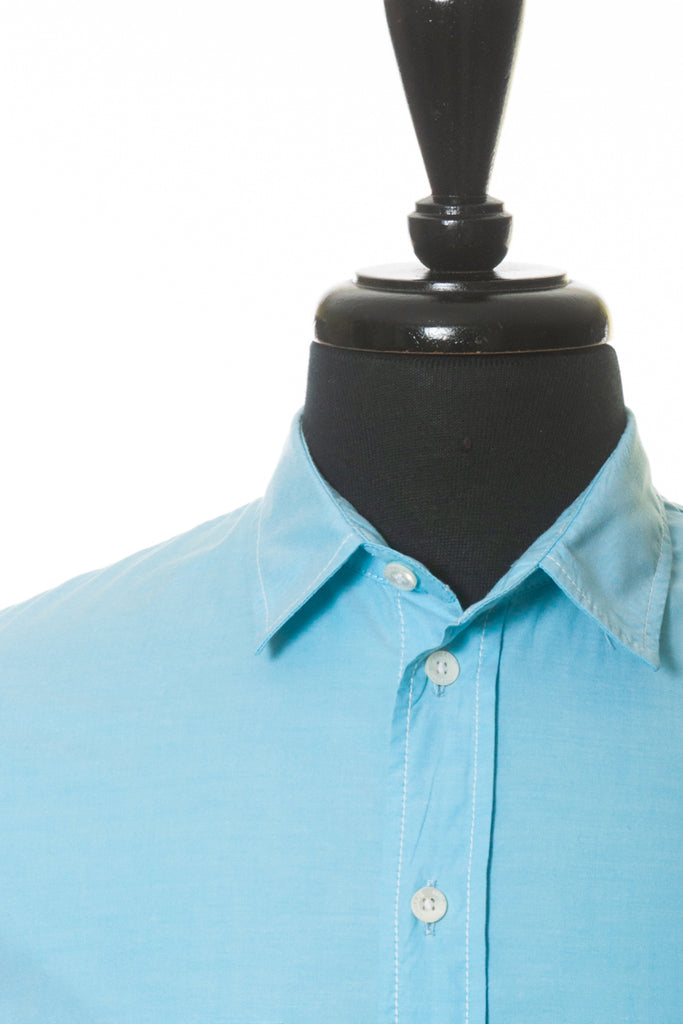 Armani Collezioni Blue Stretch Cotton Shirt