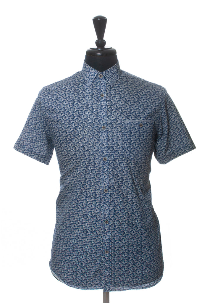 Ted Baker Blue Print Yurtamp Short Sleeve Shirt