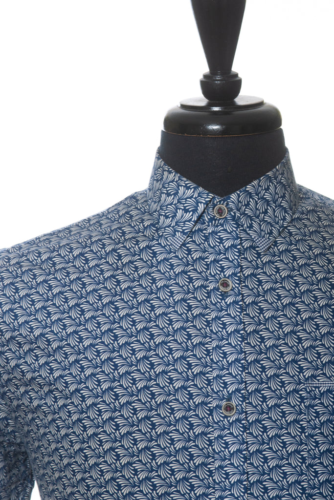 Ted Baker Blue Print Yurtamp Short Sleeve Shirt