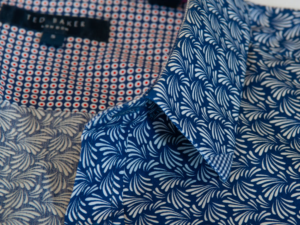 Ted Baker Blue Print Yurtamp Short Sleeve Shirt