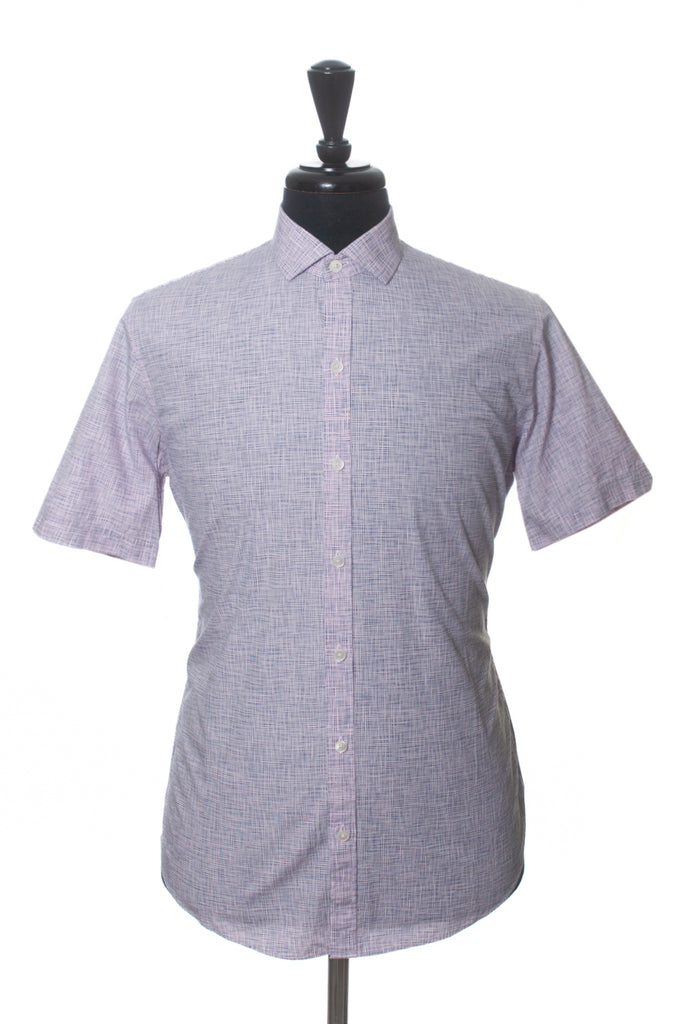 Zachary Prell Lilac Crosshatch Print Short Sleeve Shirt