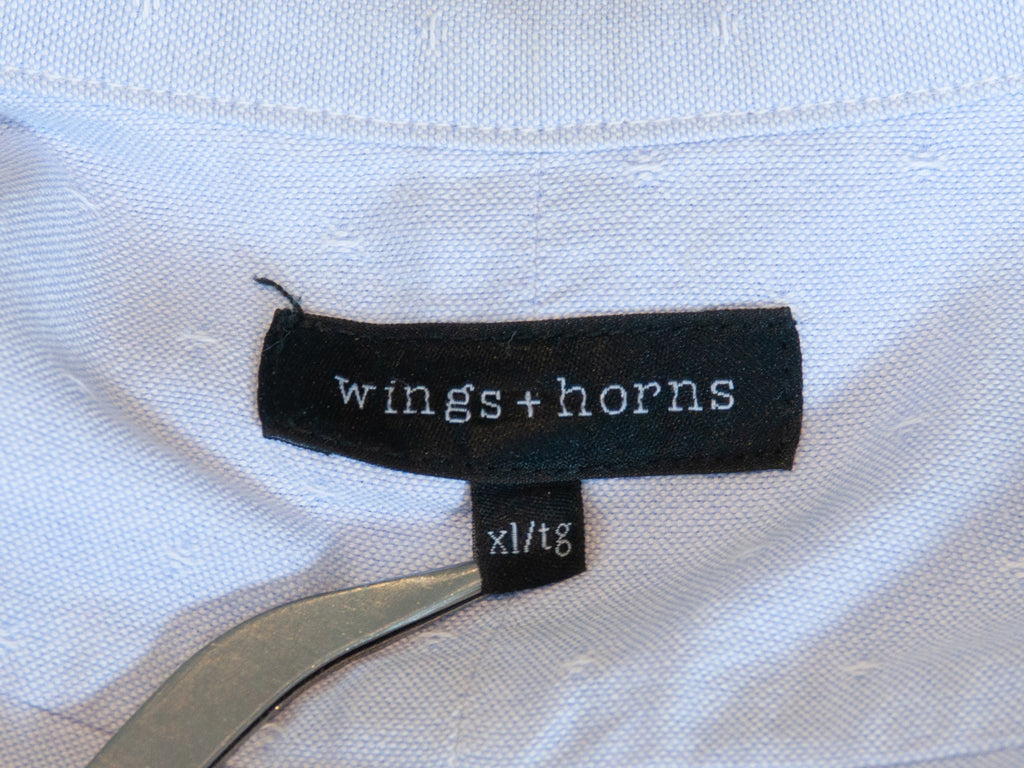 Wings + Horns Blue Dotted Twill Button Down Shirt