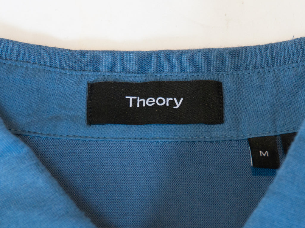 Theory Blue Jersey Knit Short Sleeve Shirt