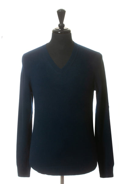 Holt Renfrew Navy Blue Cashmere V-Neck Sweater