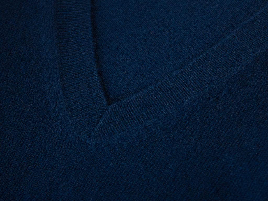 Holt Renfrew Navy Blue Cashmere V-Neck Sweater