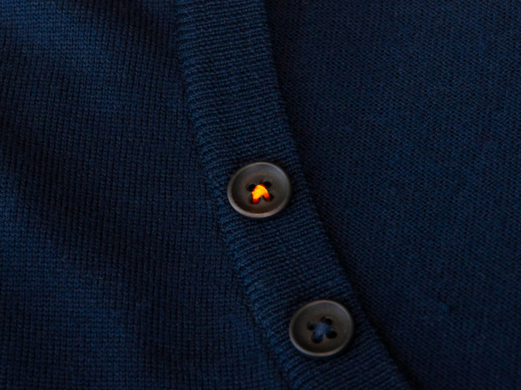 Hugo Boss Navy Blue Button V-Neck Sweater
