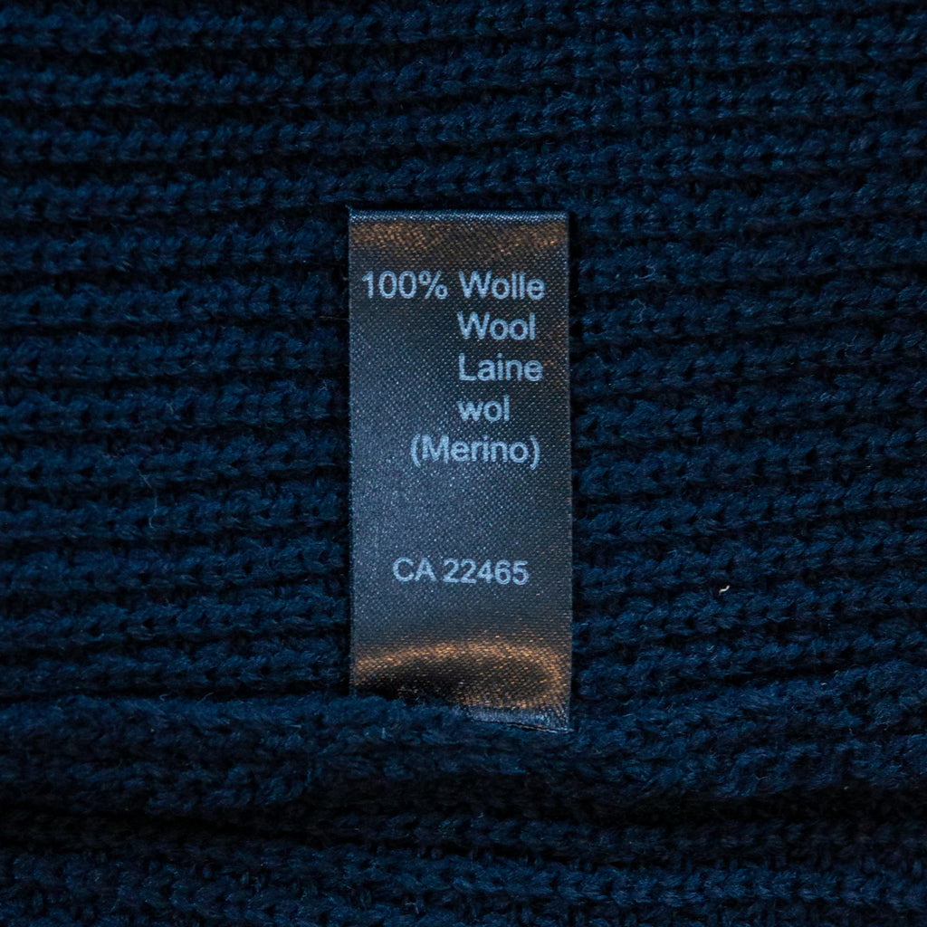 Phil Petter Navy Blue Merino Wool Full Zip Sweater