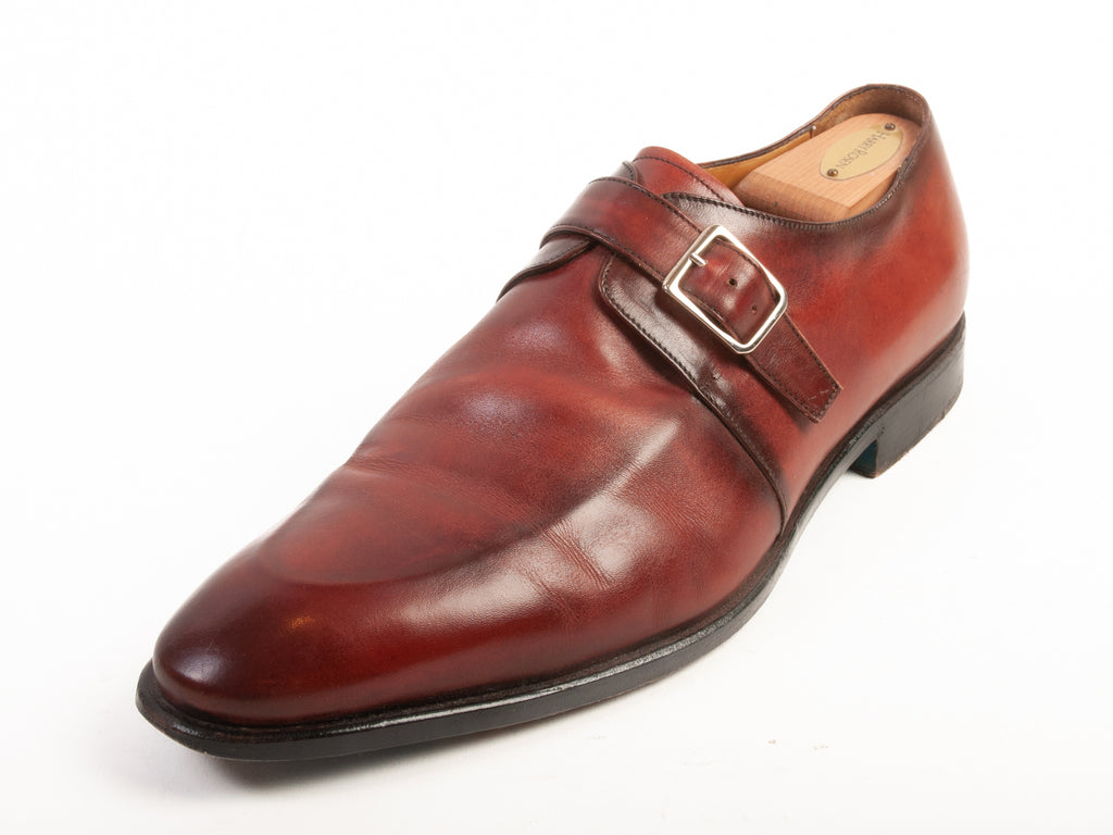 Sutor Mantellassi Red-Brown Venezia Monk Strap Shoes