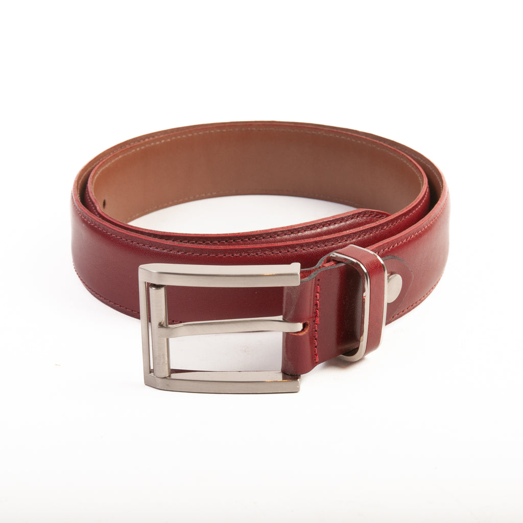 Bench Craft Deep Red Leather Belt