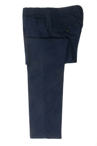 Emporio Armani Blue Pleated Cotton Pants