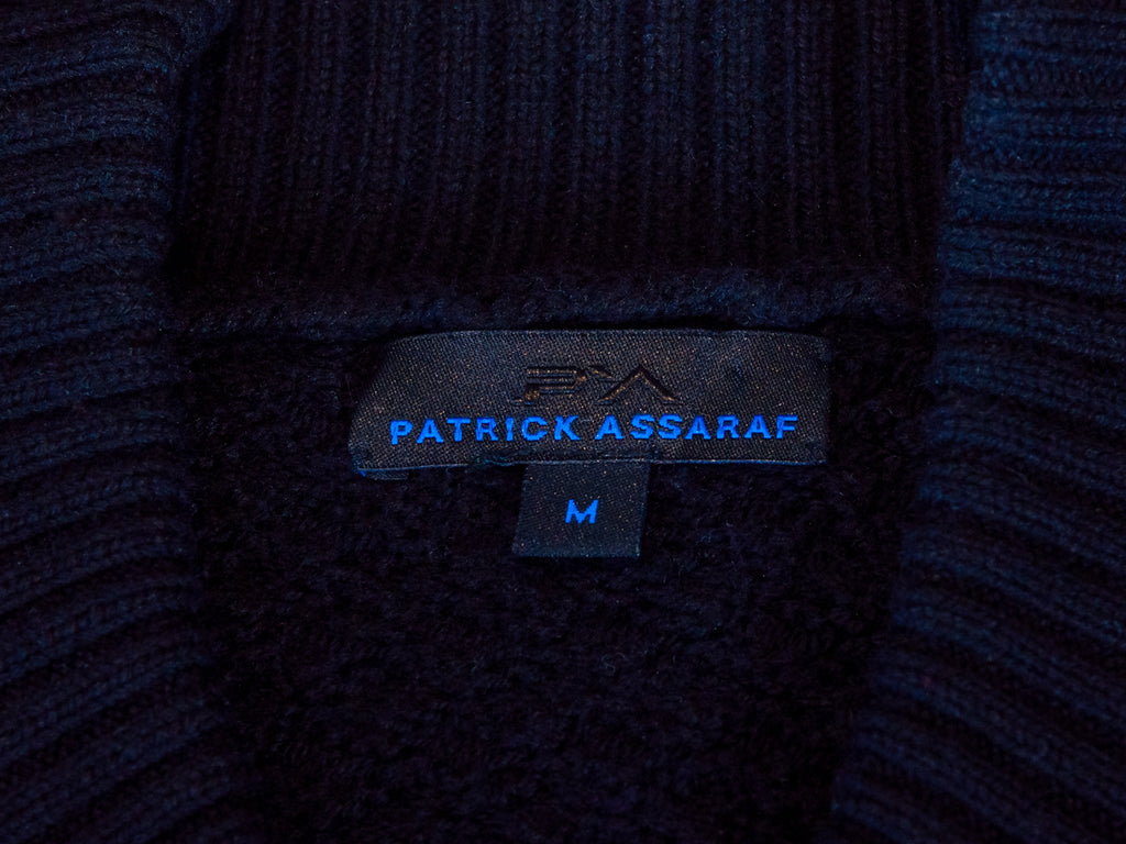 Patrick Assaraf Black Merino Wool Basket Weave Knit Sweater