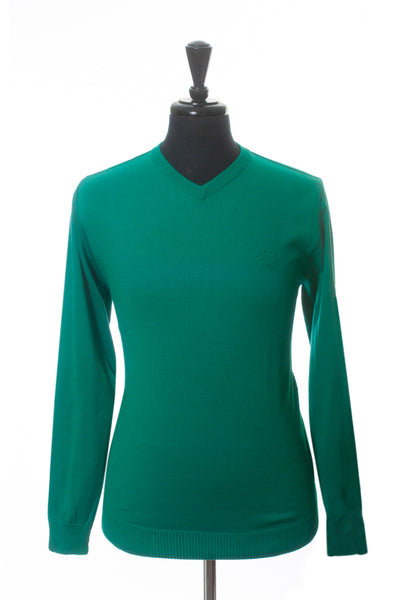 Paul & Shark Green Cotton V-Neck Sweater