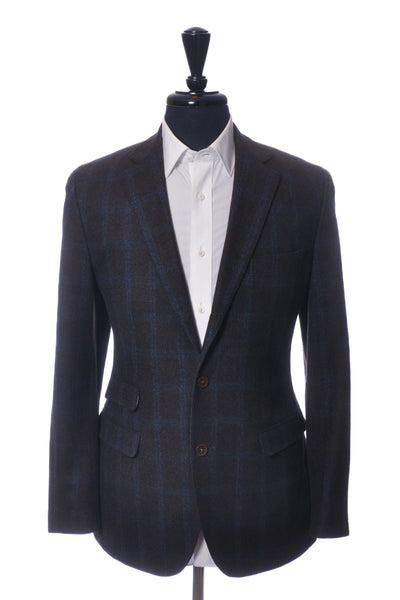 Scott James Navy Blue On Charcoal Grey Windowpane Blazer