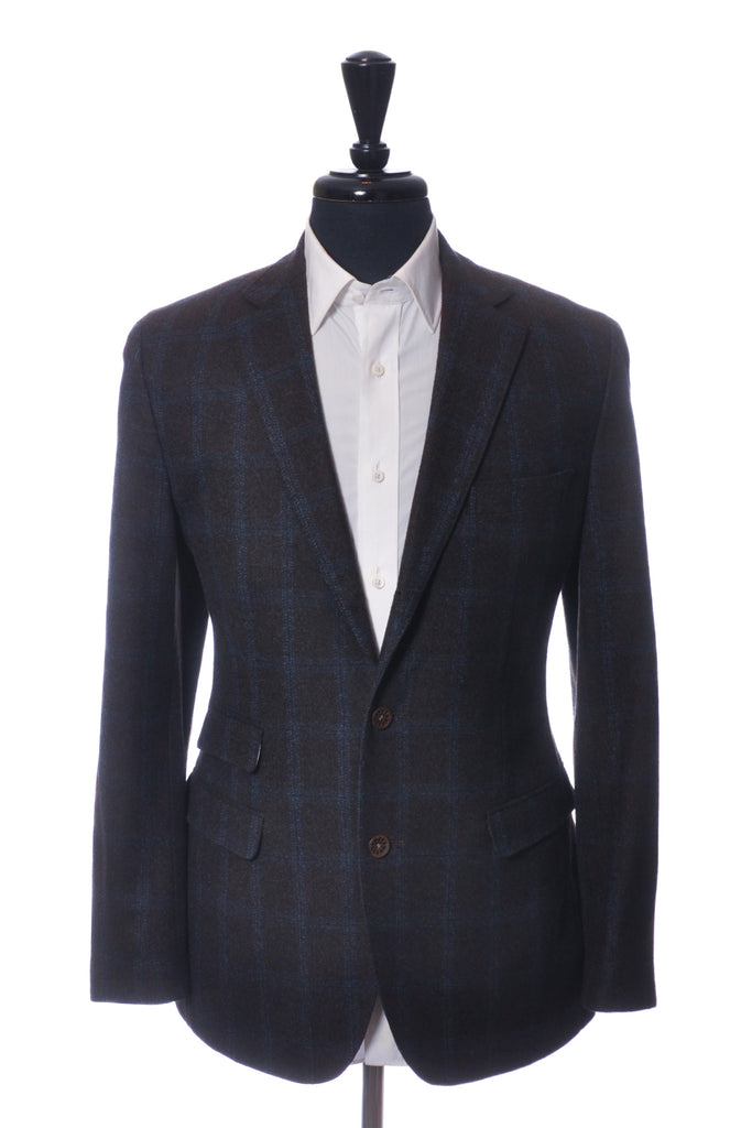 Scott James Navy Blue On Charcoal Grey Windowpane Blazer