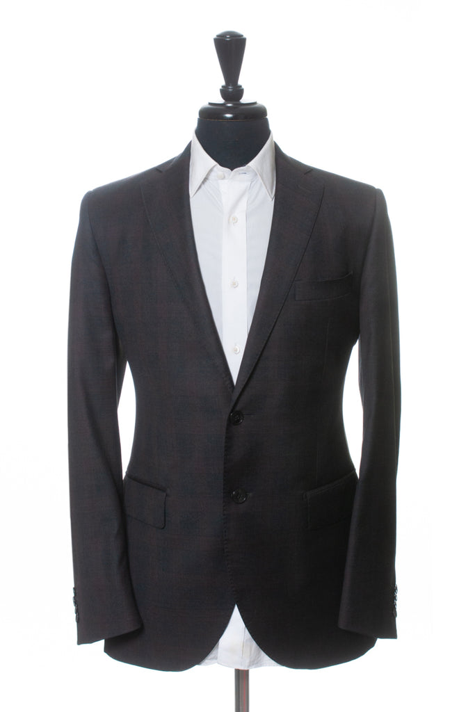 Luigi Bianchi Merlot on Grey Check Wool Suit