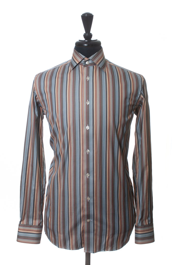 Eton Brown Striped Cotton Shirt