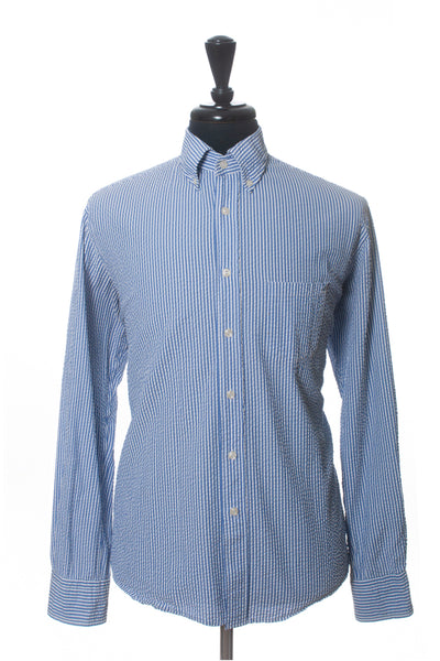 Eton Blue Seersucker Contemporary Fit Poplin Shirt