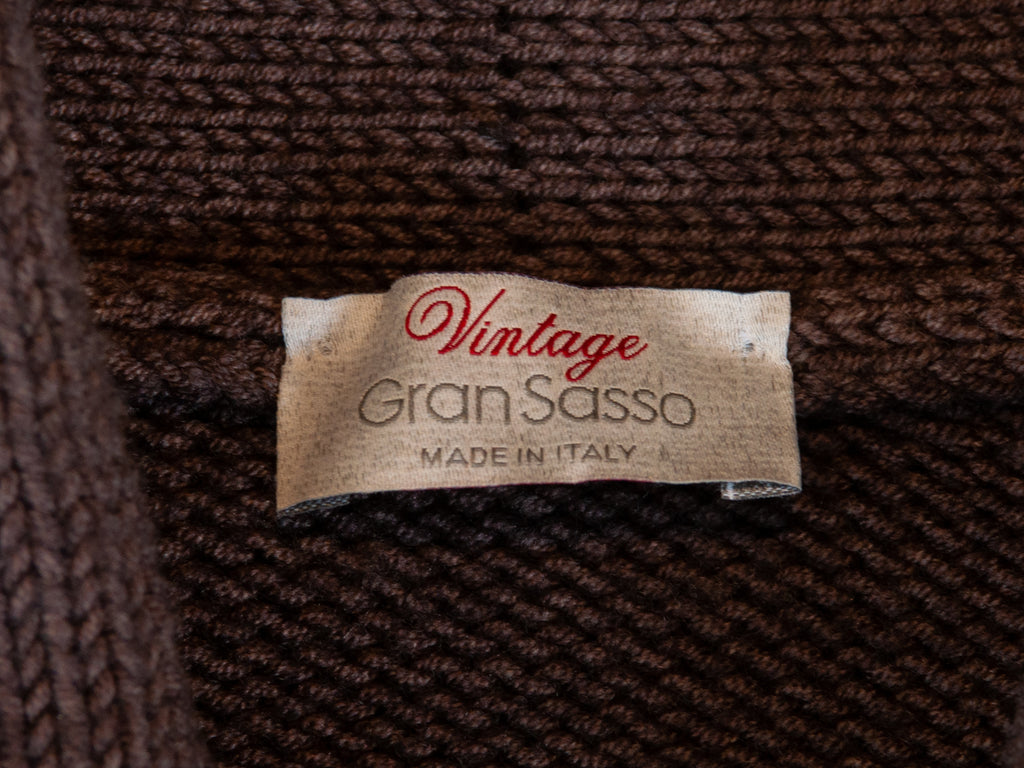 Gran Sasso Vintage Brown Cable Knit Cardigan Sweater
