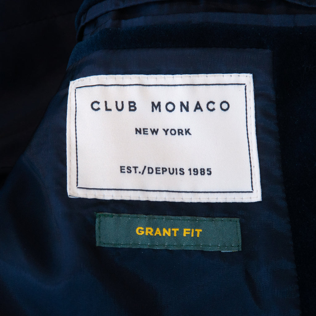 Club Monaco Navy Blue Velvet Shawl Collar Grant Blazer