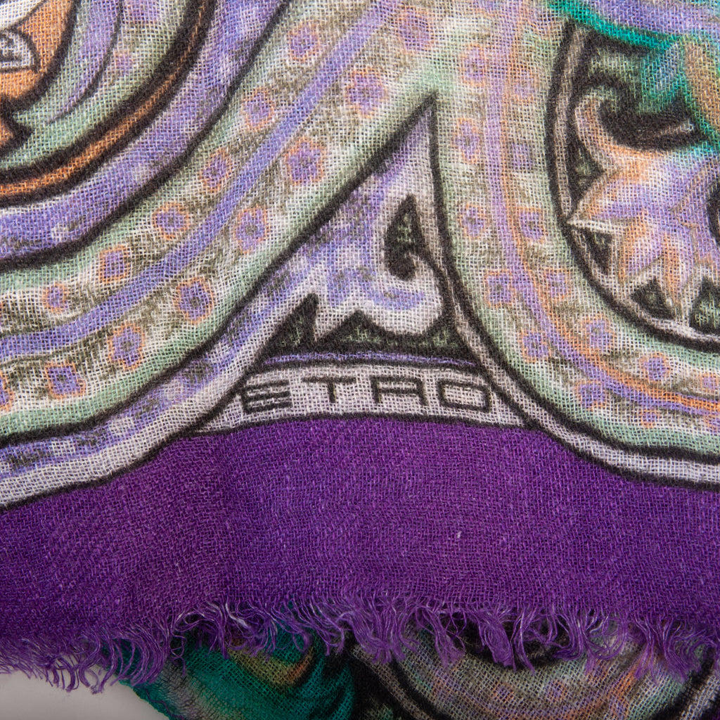 Etro Bold Multicolor Paisley Linen Scarf