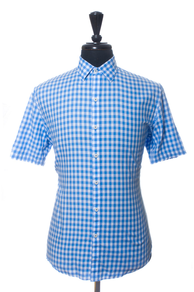 Zachary Prell Blue Check Short Sleeve Shirt