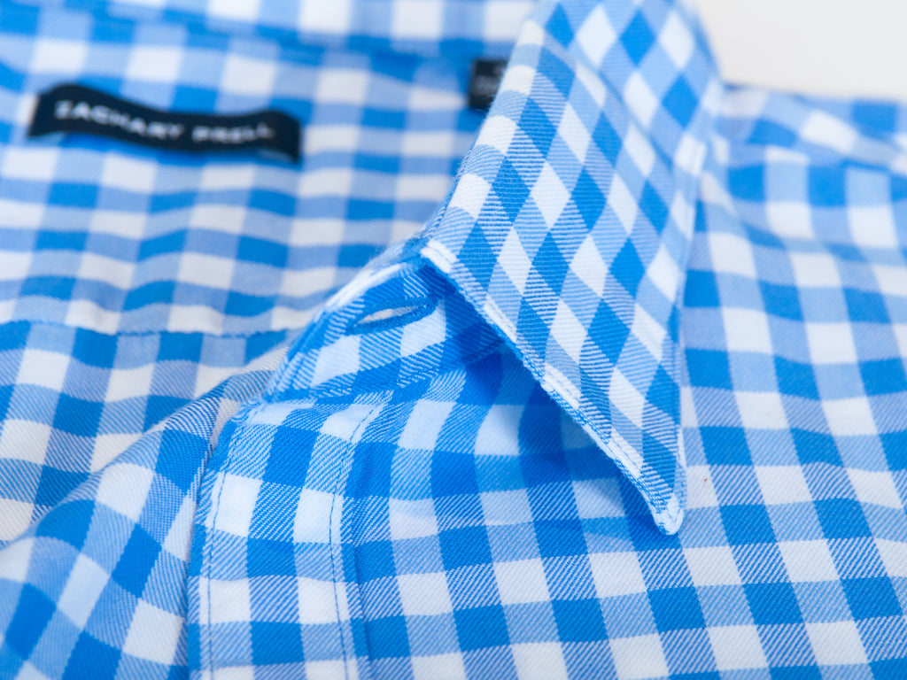 Zachary Prell Blue Check Short Sleeve Shirt