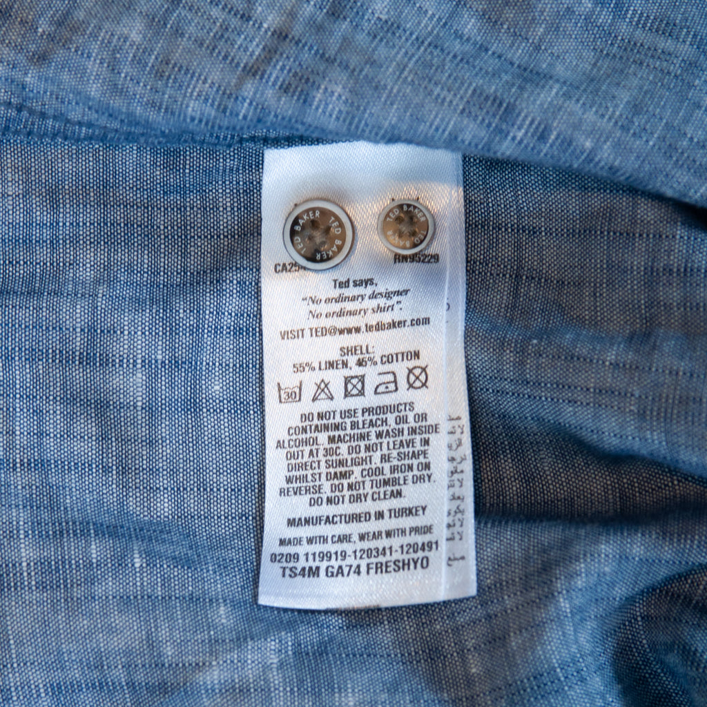Ted Baker Blue Freshyo Linen Blend Short Sleeve Shirt