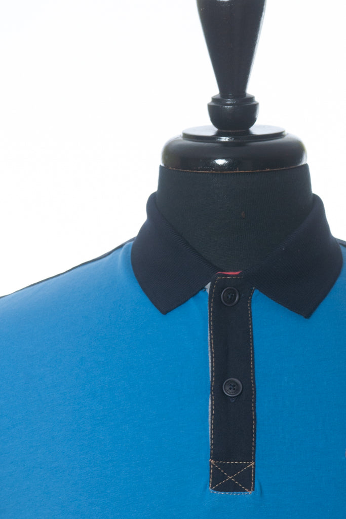 Napariji Light Blue Color Block Elock Polo Shirt