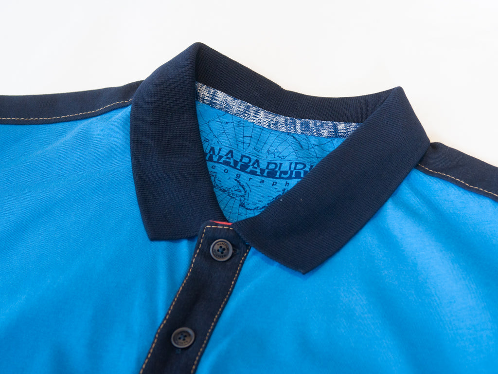 Napariji Light Blue Color Block Elock Polo Shirt