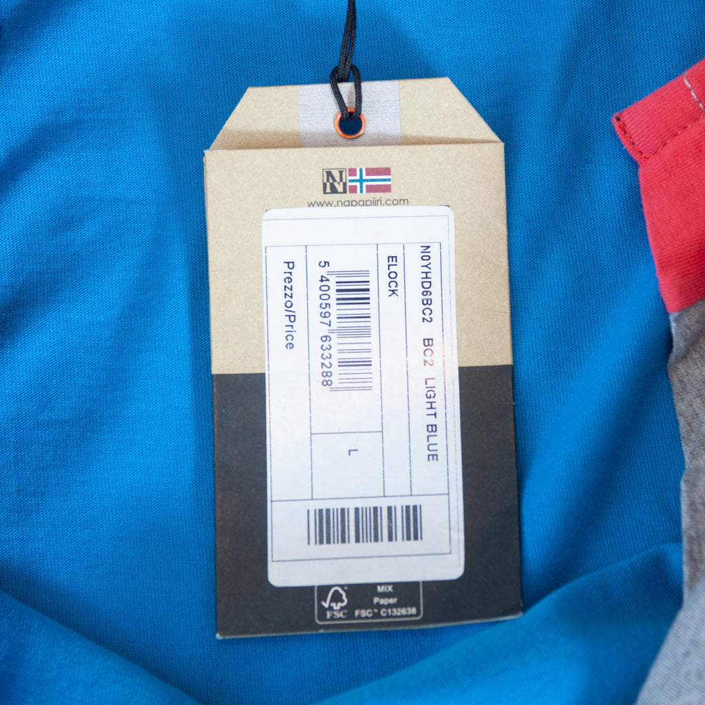Napariji Light Blue Color Block Elock Polo Shirt